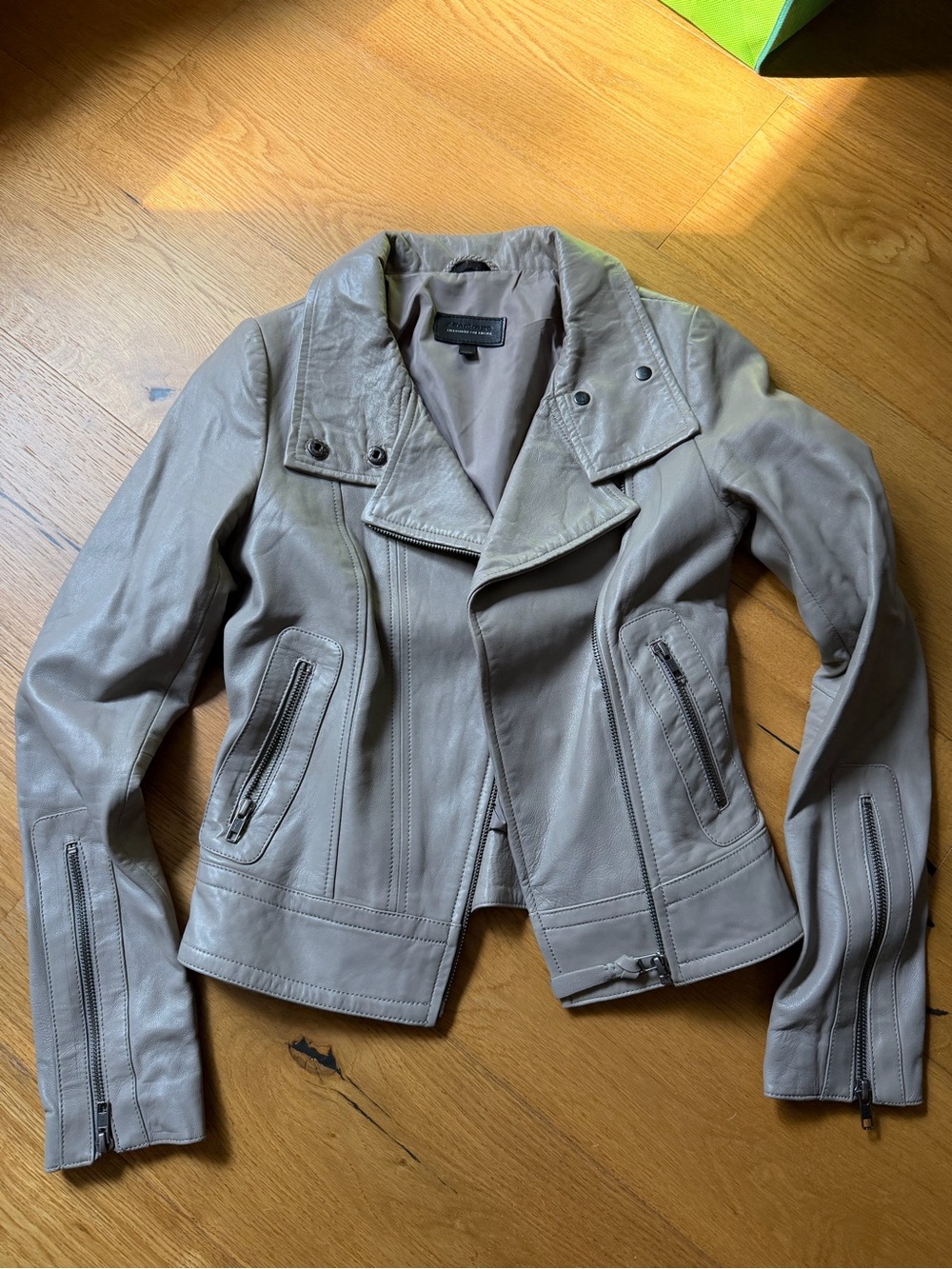 Mackage Taupe Leather Moto Jacket - Light Gray-Taupe